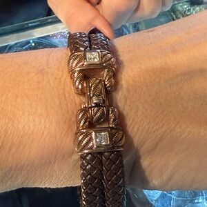 Judith Ripka Bracelet Double Braided Gold Detail